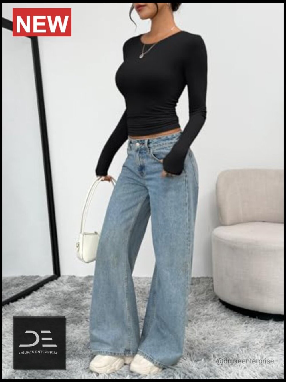 Long Sleeve Crop Top, Slim Fit Bodycon Tee for Going Out - Picture 6 of 6